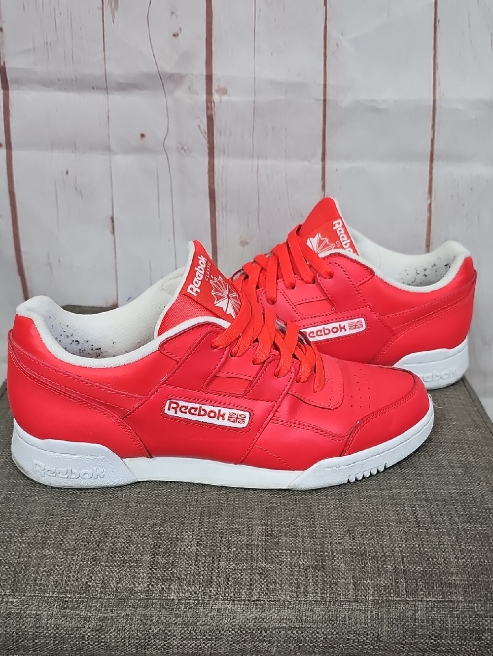 Reebok Classic Red Leather Low-Top Sneakers with White Sole